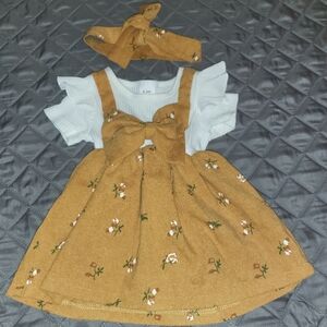 Floral Mustard Dress with Headband